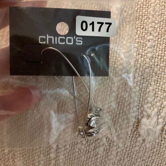 0177-Chico's Silver Drop Earrings - Picture 4 of 4